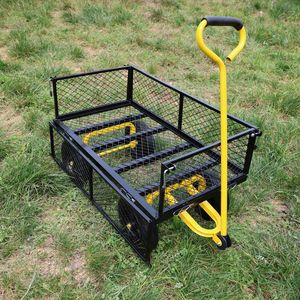 Carrello da Giardino con Ruote Solide Nere e Gialle, Carrello per Attrezzi e Legna da Ardere, Facile da Trasportare - Product Image 3