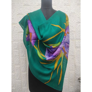 Fine <b>Wool</b> Hand Painted Stole Luxury 80% Fine <b>Wool</b> 20% Silk Blend Shawl Elegant Artistic <b>Wrap</b> Soft Warm Lightweight 70x200 cm - Product Image 1