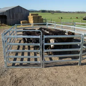 Heavy Duty Galvanized Steel Cattle Corral Fence Panels with Horizontal Rails and Entry Gate for Livestock Farm Enclosure - Product Image 4