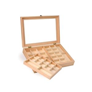 กล่องใส่เครื่องประดับ Glorex ทำจากไม้สนธรรมชาติ สำหรับเก็บแหวน ต่างหู และเครื่องประดับอื่นๆ - Product Image 1