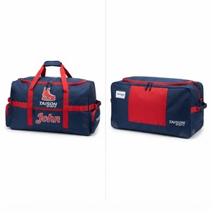 TAISON SPORTS Heavy Duty PU Ice Hockey Duffel <b>Bag</b> 30-40L <b>Navy</b> Red Panel Custom Screen Printed Logo Reinforced Hockey Gear <b>Bag</b> - Product Image 1