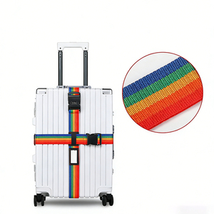 Striped Wear-resistant Polyester Security <b>Lock</b> Luggage Cross Belt Strapping for Travel Luggage Strap with ABS <b>Lock</b> - Product Image 4