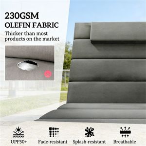 Set di Due Cuscini Grigi per Sedie da Esterno, Cuscino Pieghevole per Sdraio e Cuscino Decorativo - Product Image 2