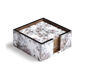 Lot de sous-verres carrés en bois de style classique avec motif floral, design oriental, pour la table – Fournisseur d'usine - Product Image 1