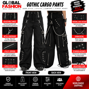 Pantalones Góticos Transpirables de Alta Calidad Personalizados 2026, Unisex, Corte Holgado, Múltiples Bolsillos, Moda Alternativa, Ropa Urbana - Product Image 5