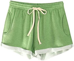 Shorts pour femmes à taille haute avec cordon de serrage, 100% coton, avec poches, grande taille, confortables, respirants, écologiques, séchage rapide - Product Image 4