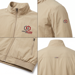 Veste zippée respirante brodée Hashbloom International OEM pour homme, 100 % polyester, taffetas/microfibre, col montant, fine - Product Image 4