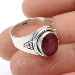Natural Oval Cut Ruby Gemstone Handmade Bohemian <b>Ring</b> <b>Crafted</b> From Pure 925 Solid Silver Unisex Jewelry Perfect For Wear Daily - Product Image 2