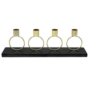 Porte-avent en fer et en marbre en vrac porte-avent en laiton plaqué art moderne unique à 4 bougies fabriqué à la main - Product Image 1