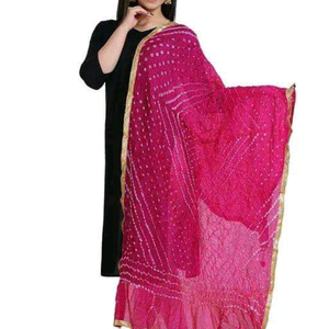 Pink Handmade Bandhej Dupatta In Art Silk Fabric - Product Image 1