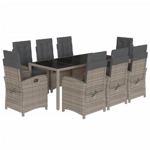 Ensemble de salle à manger de jardin en polyrotin gris avec grands accoudoirs réglables - Product Image 2