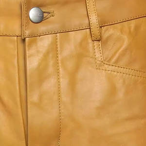 Pantalones de cuero auténtico estilo motociclista, resistentes al viento, duraderos, de corte ajustado, a la moda, para uso en invierno y suministro al por mayor. - Product Image 6