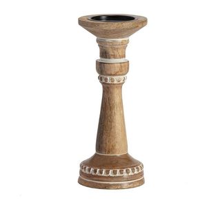 Portavelas de madera único para decoración de la sala de estar con textura de madera natural y diseño artesanal. - Product Image 4