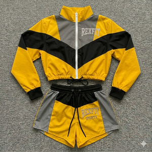 Rexfit Sports Factory Direct Mens <b>Reflective</b> Nylon Sports <b>Jacket</b> and Shorts Set Tracksuit Set Wholesale - Product Image 6