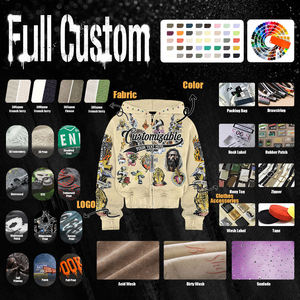 Sudadera con capucha extragrande para hombre, con cremallera, diseño vintage con pedrería, corte holgado, estilo urbano, sudadera cosida a medida - Product Image 6