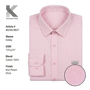 Chemise unisexe 100% coton 130GSM tissée dobby texturée à manches longues rose, fabricant OEM ODM, fournisseur de vêtements personnalisés en gros - Product Image 3