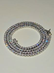 Collar de cadena tipo tenis con moissanita brillante de corte redondo, chapado en platino sobre plata 925, diamante original de 3mm, color D, VVS, para boda, joyería fina - Product Image 2