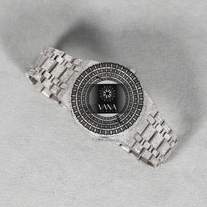 Reloj de Lujo de Acero Inoxidable con Moissanita y Diamantes, Estilo Hip Hop, con Esfera de Cristal, Movimiento Mecánico, Resistente al Agua 100 Bar - Product Image 3