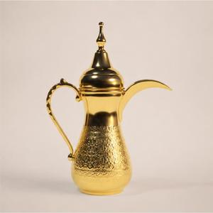Luxury Design Gold Plated Arabic Dallah Coffee <b>Pot</b> Traditional Handcrafted Brass Middle Eastern Teapot for Ramadan and Eid Gift - Product Image 1