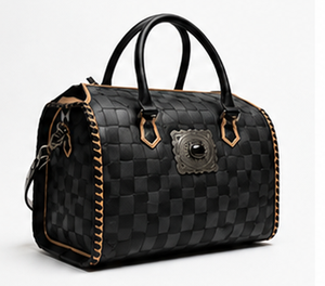 Sac à main de luxe en cuir véritable pour femme, motif losanges, chaînes décoratives, deux anses, fermeture éclair, grande taille, vente en gros - Product Image 6