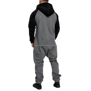 Pelele largo completo con capucha para hombre con cremallera en contraste frontal manga larga invierno otoño ropa deportiva chándales ropa de invierno bolsillos - Product Image 3