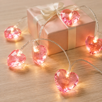 Cœur d'amour en cristal pour mariage, fête, 10 20 40 LED, décoration romantique de la saint-valentin, guirlande lumineuse féerique