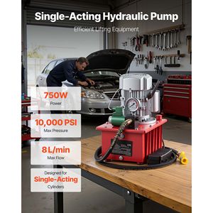 Pompa Idraulica Elettrica a Singolo Effetto da 750W 10.000 PSI 120V con Valvola Solenoide e Pedale - Unità di Potenza Idraulica - Product Image 2