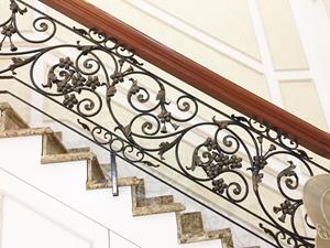 Traditional Cast Iron Stair Railing with Gold Accents Rust Resistant <b>Wall</b>-mounted Indoor Staircase Handrail - Product Image 3