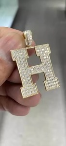 Pendentif personnalisé avec initiale, en argent 925, serti de diamants, pendentif hip-hop, pendentif en diamant moissanite VVS, bijoux de mode - Product Image 2