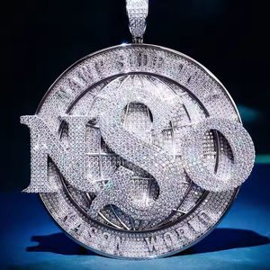 Pendentif en argent 925 glacé avec moissanite, breloque circulaire en forme de lettre, bijoux personnalisés pour anniversaire, style Hip Hop - Product Image 2