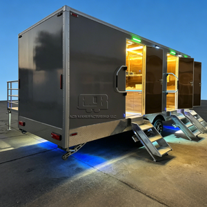 Toilettes mobiles portables ACB à 3 postes sur roues avec réservoirs d'eau propre et d'eaux usées, remorque WC mobile montée sur camion, camion toilettes - Product Image 5