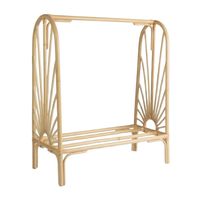 Support à vêtements pour poupées en rotin naturel fait main, design minimaliste en A, mini-étagère, rangement de jouets bohème et durable