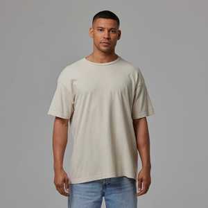 T-shirt pour homme en vert olive uni, col rond, coupe ample, manches courtes, respirant, décontracté, pour l'été - Product Image 5