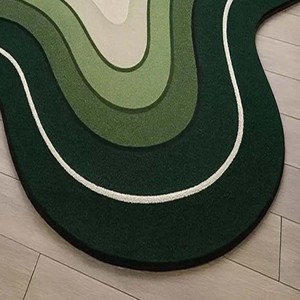 Tapis moderne abstrait vert à couches irrégulières, tapis moelleux doux, tapis de luxe fait main, tapis de sol de designer, décoration pour salon et maison - Product Image 4
