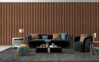 Papier peint autocollant à lattes en grain de bois, revêtement mural à texture de grille en bois pelable et collable pour intérieur de maison moderne