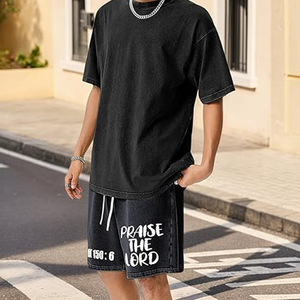 Shorts de course OEM délavés à l'acide, en coton French Terry délavé par le soleil, coupe oversize pour l'entraînement en salle de sport - Product Image 2