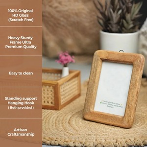 Handmade Foldable Wooden Photo <b>Frame</b> Rectangular Rustic Elegant Vintage Modern Tabletop Decor Vertical Orientation - Product Image 5