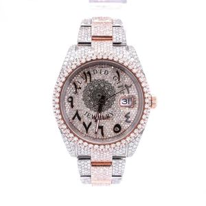 Reloj de Lujo para Hombre con Diamantes, Correa de Moissanita Plateada, Cristal de Zafiro, Movimiento Analógico de Cuarzo ETA, Caja con Cierre Oculto, 15 mm, Resistente al Agua 10 m - Product Image 1