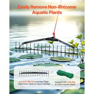 Rastrello per Erbacce Acquatiche Leggero da 32 Piedi, Tagliaerba per Laghi a Doppia Faccia da 6,3 Piedi con Corda da 30 Piedi, Nessun Assemblaggio Richiesto - Product Image 2