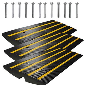 Rampa per Soglie e Marciapiedi in Gomma Rinforzata, Capacità di Carico 1500 kg, Altezza 6,6 cm, Confezione da 3 Pezzi - Product Image 1