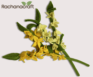 Handmade Wool Felt Forsythia <b>Flower</b> Stems <b>Artificial</b> Felt Jasmine Bouquet for Home Decor Eco-Friendly Spring Floral Arrangement - Product Image 1
