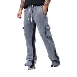Manufacturer's Regular Fit Acid Washed Woolen Men's Sweatpants Casual Straight with Breathable Design Acid Wash Sweat <b>Pants</b> - Product Image 4