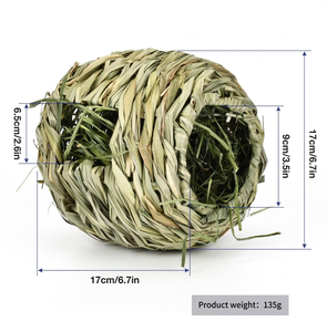Juguete Ecológico de Hierba Marina para Mascotas Pequeñas, Túnel de 17 cm, Escondite para Hámsters, Conejos, Cobayas y Aves, Juguete de Hierba Natural - Product Image 3