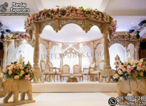 Mandap de Madera Tradicional para Bodas Hindúes, con Pilares de Diseño Único de Elefantes, Mandapam, Compre un Mandap de Estilo Real para Bodas en EE. UU. - Product Image 3