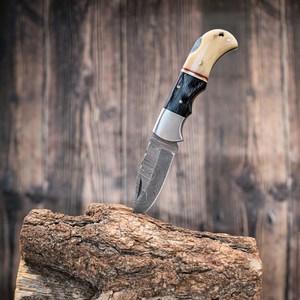 UA Supplies OEM ODM Available Industrial Grade Hunting Hot Selling Damascus Steel Straight <b>Drop</b> Point <b>Back</b> Lock Folding Knife - Product Image 2