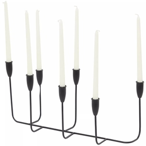 Menorah décorative à 7 bras en aluminium coulé PVD noir mat, design antique, options de personnalisation, décoration de table, décoration intérieure - Product Image 6