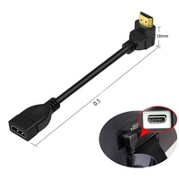 Câble d'extension numérique AV 19 broches mâle-femelle à angle droit 90 degrés pour téléviseur, moniteur, projecteur