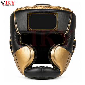 Protège-tête noir doré en cuir PU souple, léger et sûr, parfait pour tous les niveaux de boxe, protège-bouche confortable et large - Product Image 1