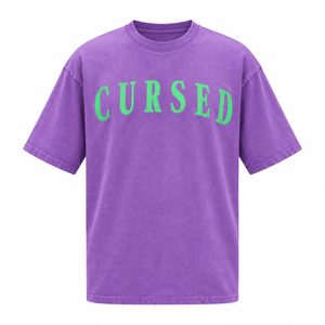 Camiseta de Algodón para Hombre, Cuello Redondo, Manga Corta, Color Morado, Personalizada con Letras Impresas, Corte Regular, Estilo Jersey, Diseño Liso - Product Image 1