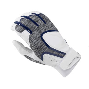 Full Finger Baseball Gloves White Gray <b>Blue</b> Leather Hook And Loop Closure Moisture Wicking All Seasons Adult Right Handed - Product Image 6